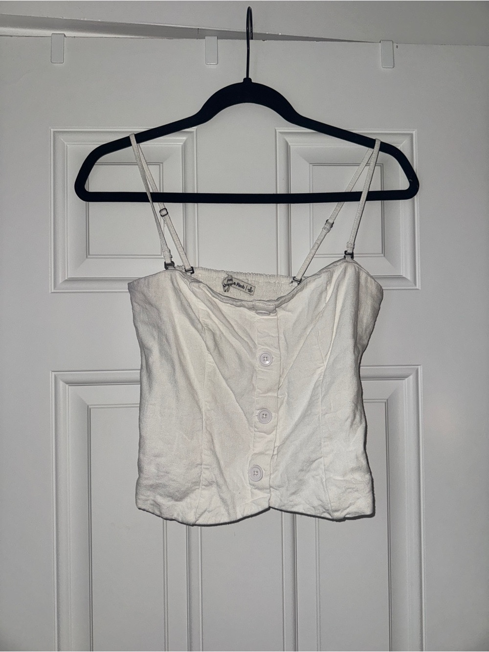 Abercrombie & Fitch White Linen-Blend Button Cami